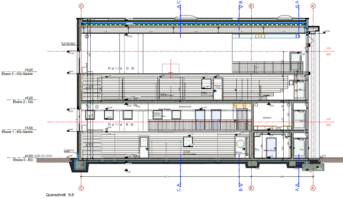 Querschnitt Sporthalle